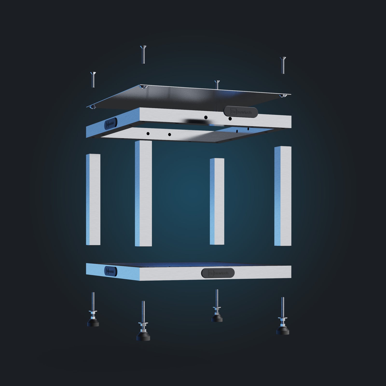 Photo of an Exploded View of an assembled Brew Cube